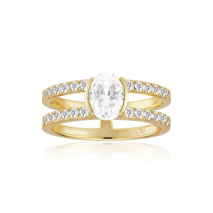 Product Image for Sif Jakobs Ellisse Carezza Piccolo - 18k Goudpläterad, med vita zirkoner Ring 50