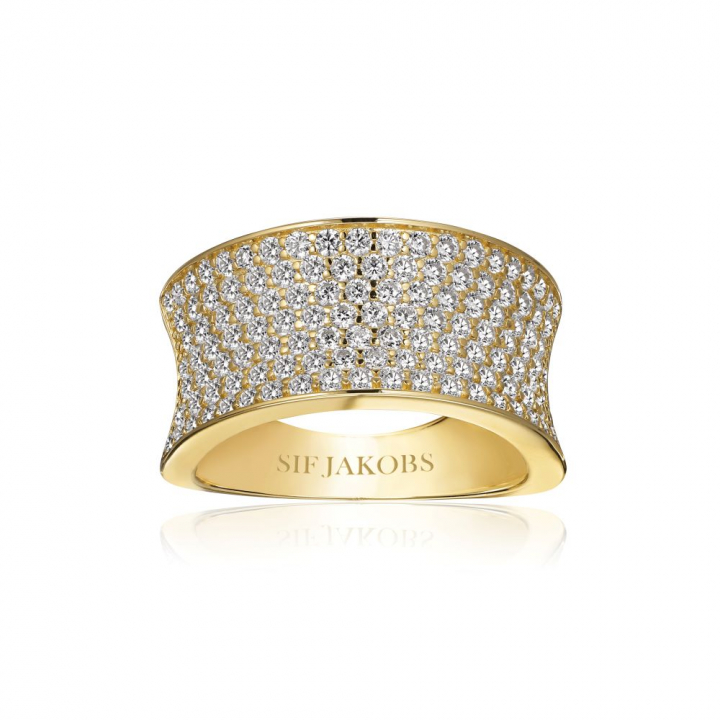 Product Image for Sif Jakobs Feline Concavo - 18k GoudplÃ¤terad, med vita zirkoner Ring 50