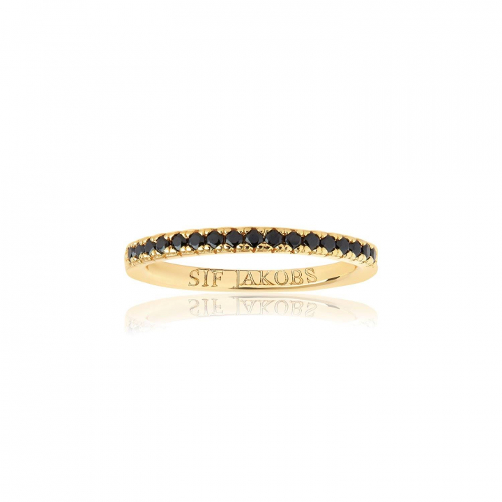 ELLERA ring zwarte Zirkoner (goud) in de groep Ringen / Gouden ringen bij SCANDINAVIAN JEWELRY DESIGN (SJ-R2869-BK-YG)