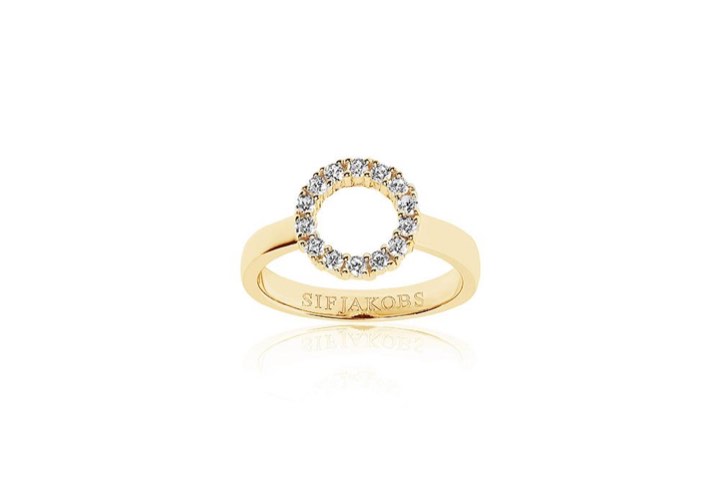 BIELLA PICCOLO ring witte Zirkoner (goud) in de groep Ringen / Gouden ringen bij SCANDINAVIAN JEWELRY DESIGN (SJ-R337-CZYG)