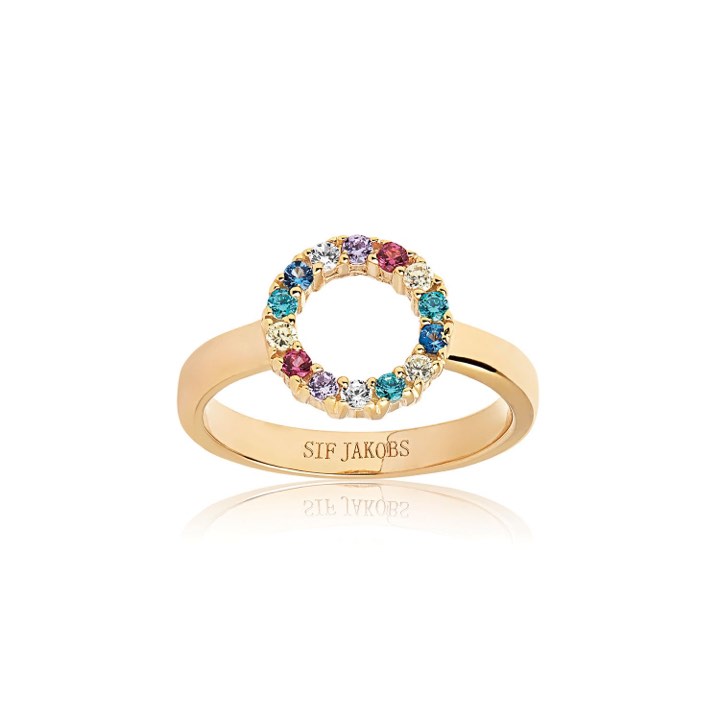 BIELLA PICCOLO ring meerkleurige Zirkoner (goud) in de groep Ringen / Gouden ringen bij SCANDINAVIAN JEWELRY DESIGN (SJ-R337-XCZYG)