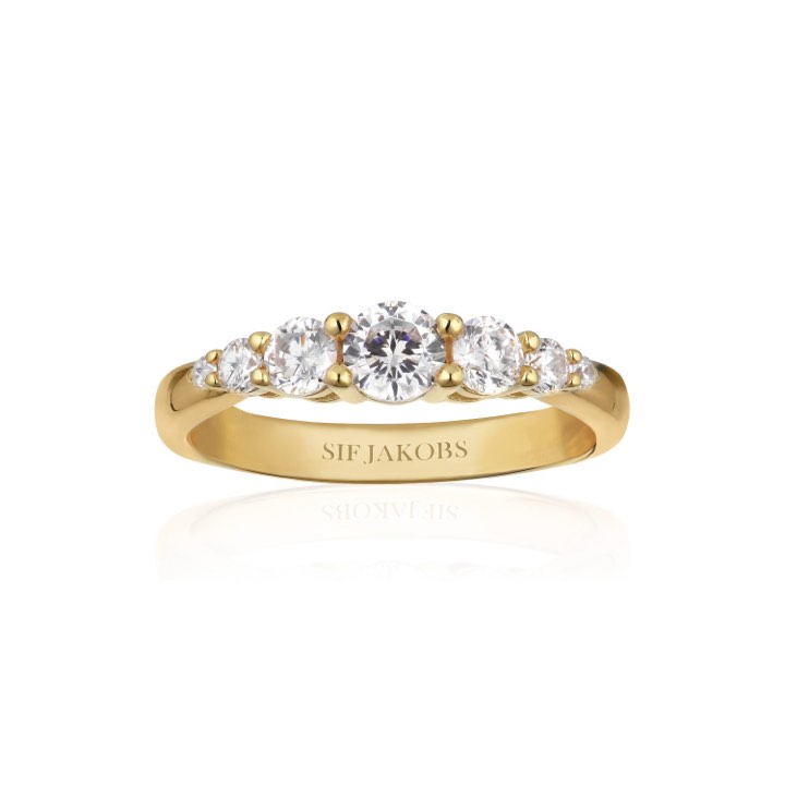 BELLUNO ring witte Zirkoner (goud) in de groep Ringen / Gouden ringen bij SCANDINAVIAN JEWELRY DESIGN (SJ-R42126-CZ-SG)