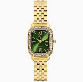 LUCIANA WATCH GOLD/GREEN in de groep Accessoires / Klokken bij SCANDINAVIAN JEWELRY DESIGN (SJ-W2743-CZ-YG)