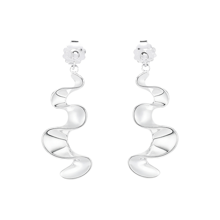 Water Flow Earrings Silver in de groep Oorbellen / Zilveren oorbellen bij SCANDINAVIAN JEWELRY DESIGN (WFW-E2M000-S)