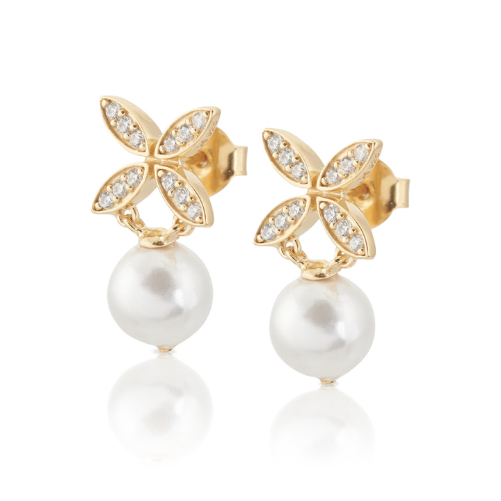 Ellipse mini pearl Earrings Gold in de groep Oorbellen / Gouden oorbellen bij SCANDINAVIAN JEWELRY DESIGN (gp63)