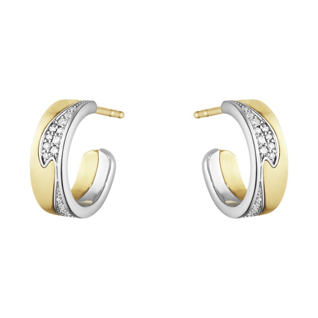 FUSION SMALL Oorbel goud Witgoud PAVÉ 0.18 CT