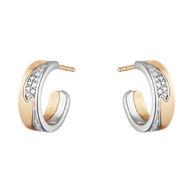 FUSION SMALL Oorbel Roségoud Witgoud PAVÉ 0.18 CT