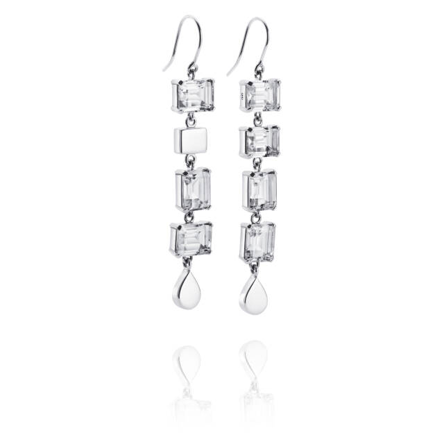 Crystal Fall - Clear Oorbel Zilver