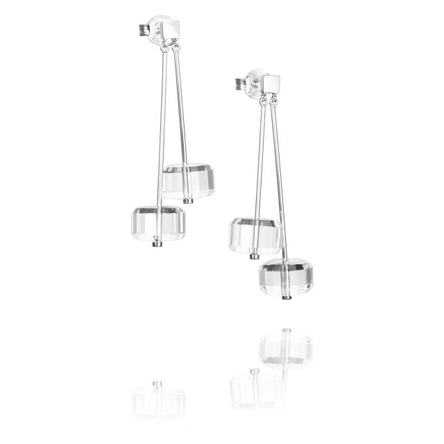 Crystal Disc Oorbel Zilver