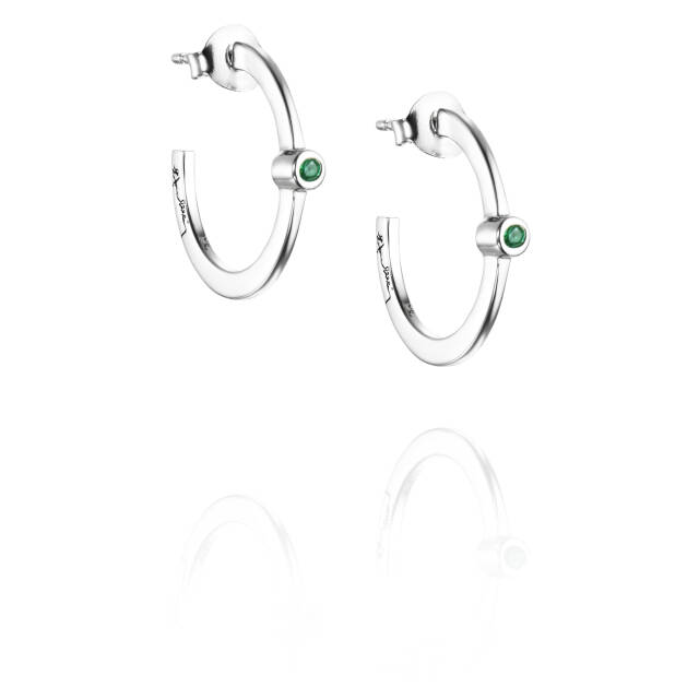 Micro Blink Hoops - Green Emerald Oorbel Zilver