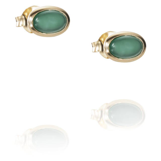 Love Bead - Green Agate Oorbel goud