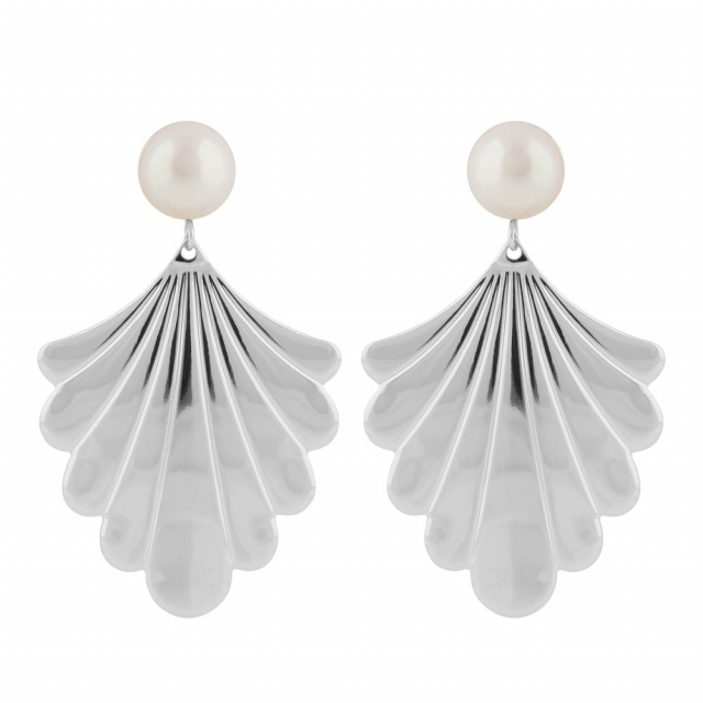 Lydia big pearl ear silver