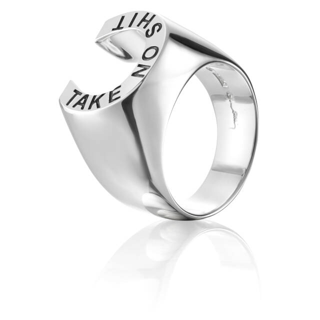 Take No Shit Ring Zilver