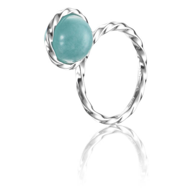 Twisted Orbit - Amazonite Ring Zilver