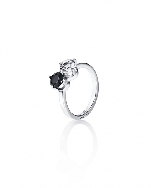 The Storm & I Ring Zilver Crystal Quartz/Onyx 