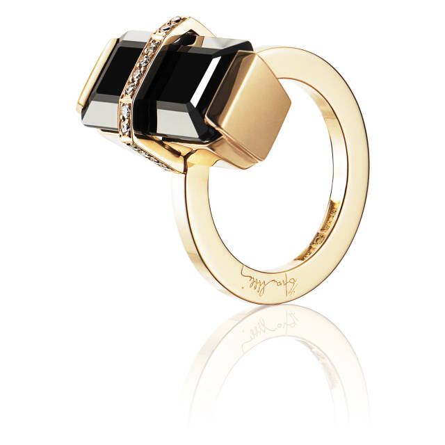 Bend Over - Onyx Ring goud