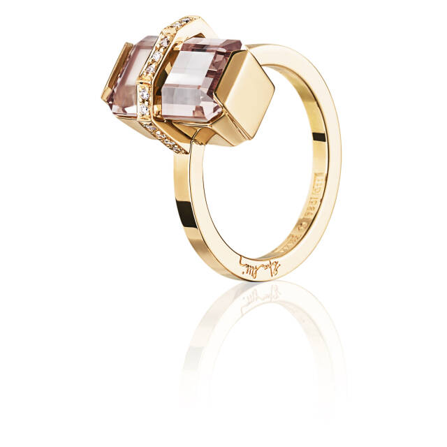 Little Bend Over - Morganite Ring goud