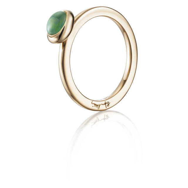Love Bead - Green Agate Ring goud