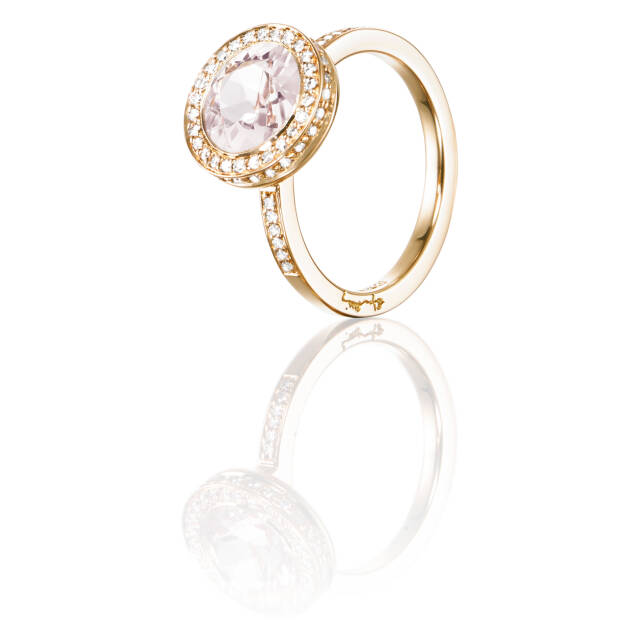 Halo - Morganite Ring goud