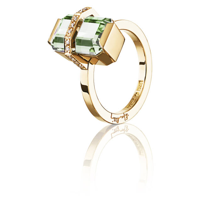Little Bend Over - Green Quartz Ring goud