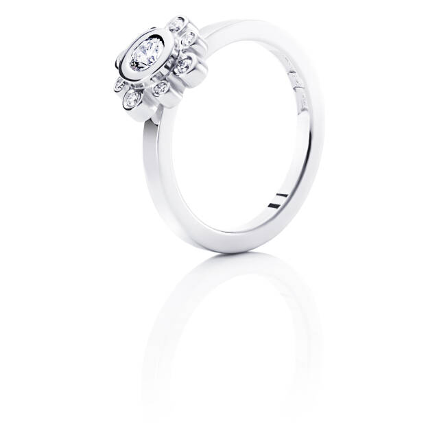 Sweet Hearts Crown 0.19 ct diamant Ring Witgoud