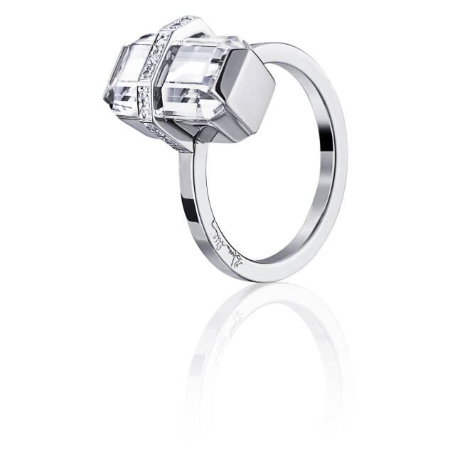 Little Bend Over - Crystal Quartz Ring Witgoud