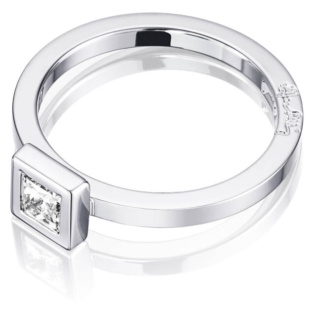 Princess Wedding Thin 0.30 ct diamant Ring Witgoud