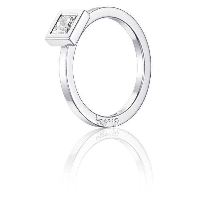 Princess Wedding Thin 0.40 ct diamant Ring Witgoud