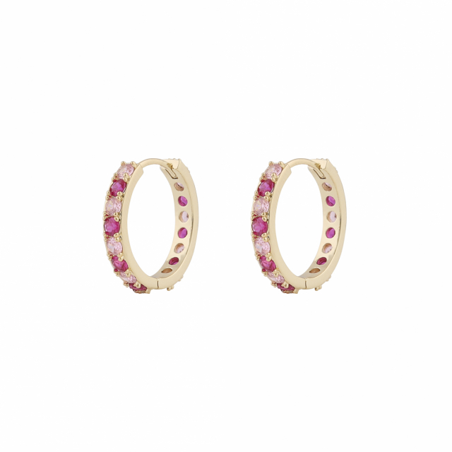 Ellie stone ring ear Gold mix fuchsia