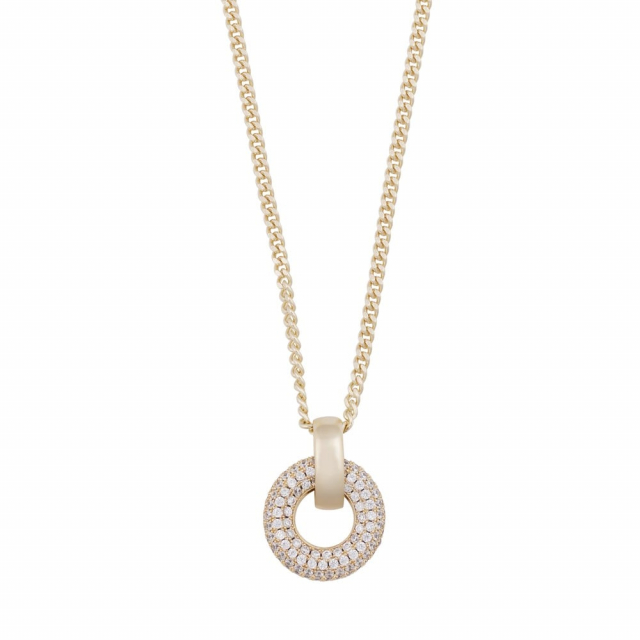 Liz big double ring crystal pendant neck gold