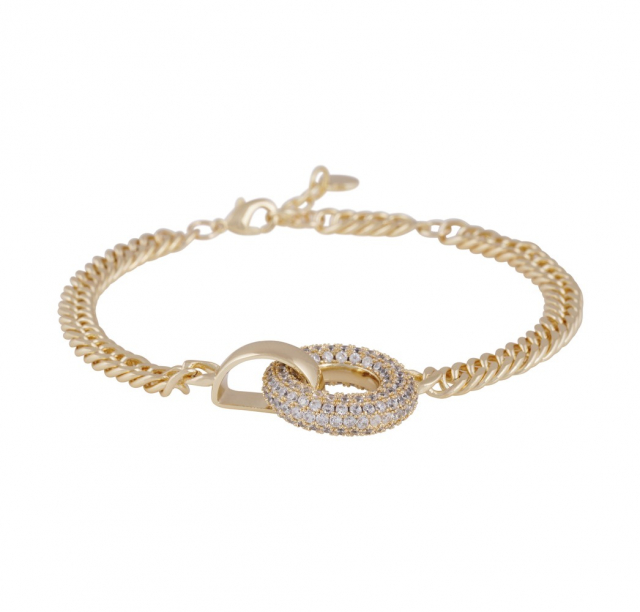 Liz big double ring crystal brace gold