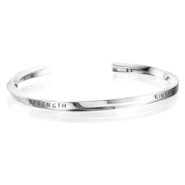 Strength & Kindness Slim Cuff Armbanden Zilver