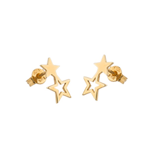 Double star Oorbel goud