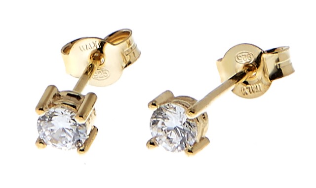 Two square stone stud Oorbel - goud