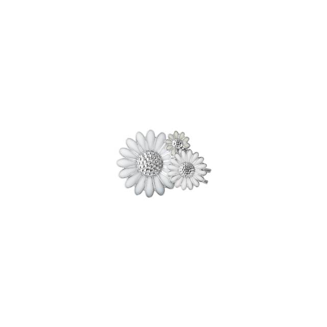DAISY HAIR CLIP Zilver WHITE ENAMEL