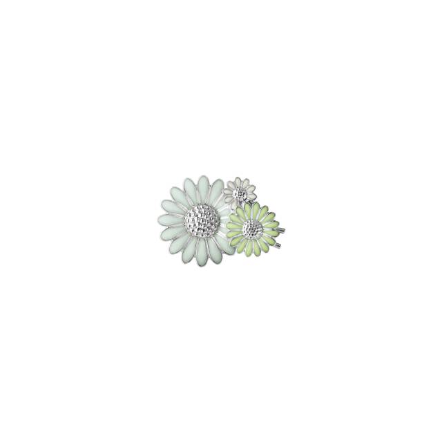 DAISY HAIR CLIP Zilver GREEN ENAMEL