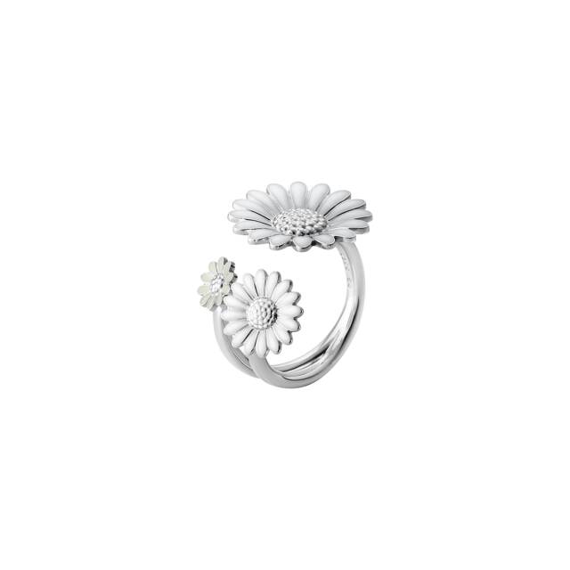DAISY FLOWER RING Zilver WHITE ENAMEL
