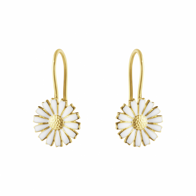 DAISY Earrings gold-plated Silver WHITE ENAMEL 11 MM