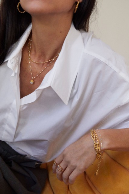 Letters beaded Kettingen 40-45 white goud