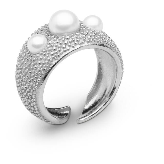 Pearl bubble ring Zilver