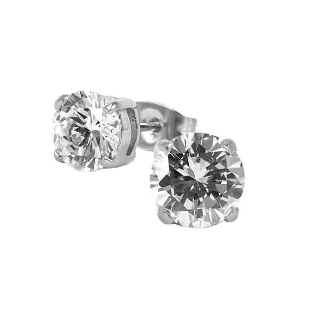 IDA 7 mm Oorbellen Staal/Kristal