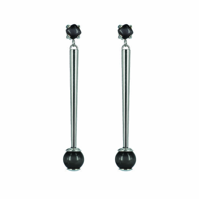 VICTORIA Long Oorbellen Staal/Gray