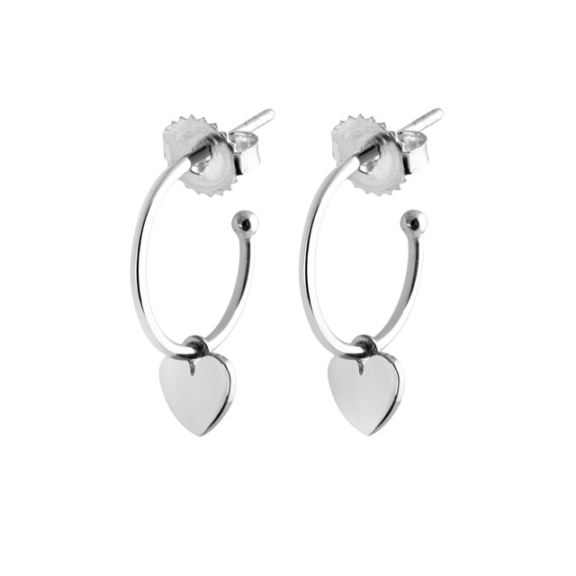 Mini Hoops Oorbel Heart (Zilver)