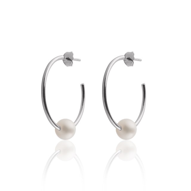 Pearl Hoops Oorbel (Zilver)