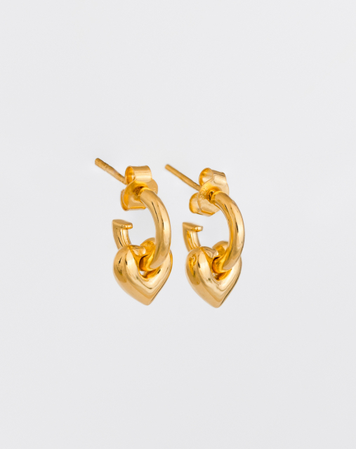 La La Love Fat Heart Oorbel Goud