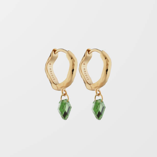Diamona Green Quartz Oorbel Gold