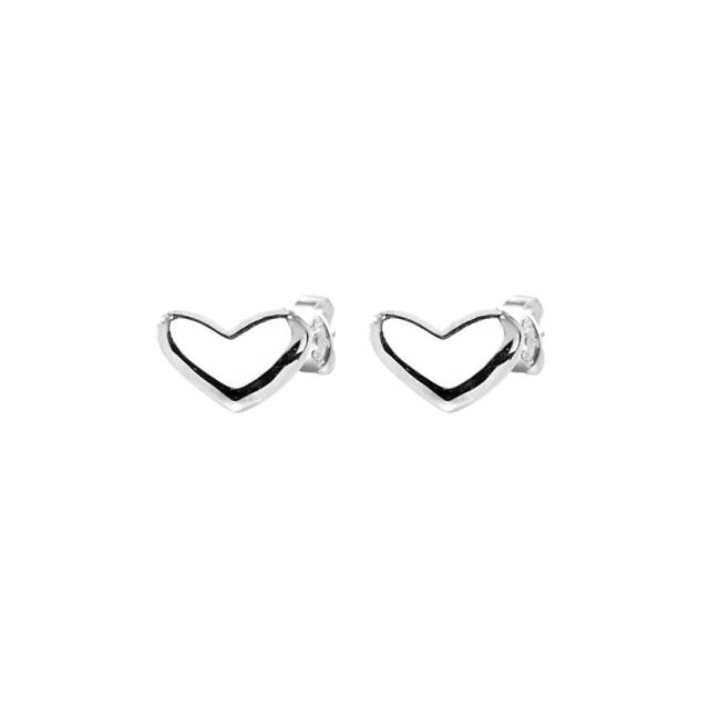 Loving heart medium Oorbel Zilver