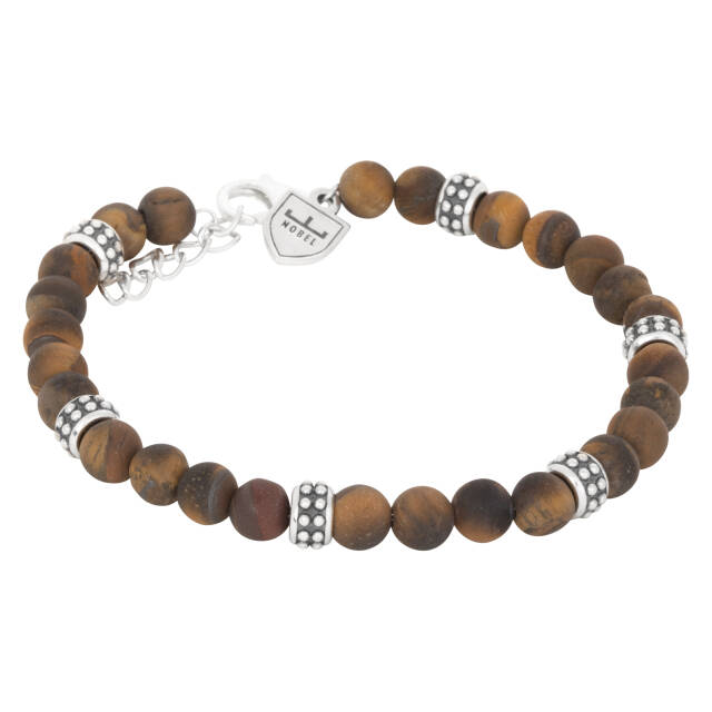 Zilver/beadsArmbanden Tigeröga. 19,5+3cm