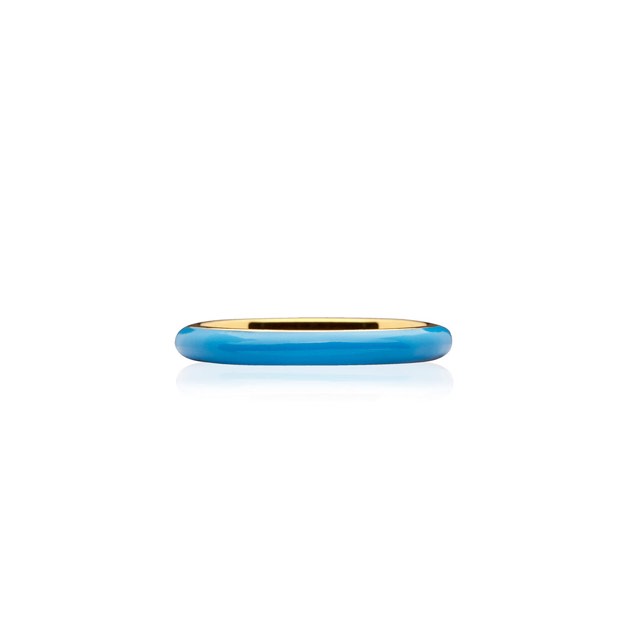 Enamel thin ring blue (Goud)