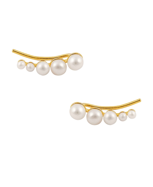 Pearl Croissant Earrings Goud
